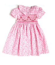 Load image into Gallery viewer, Midi Smocked Pink Flower Dress - MiniSmock
