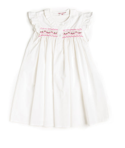 Long Smocked Pink Flower Night Dress - MiniSmock