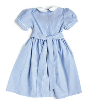 Load image into Gallery viewer, Midi Smocked Blue Striped Dress - MiniSmock
