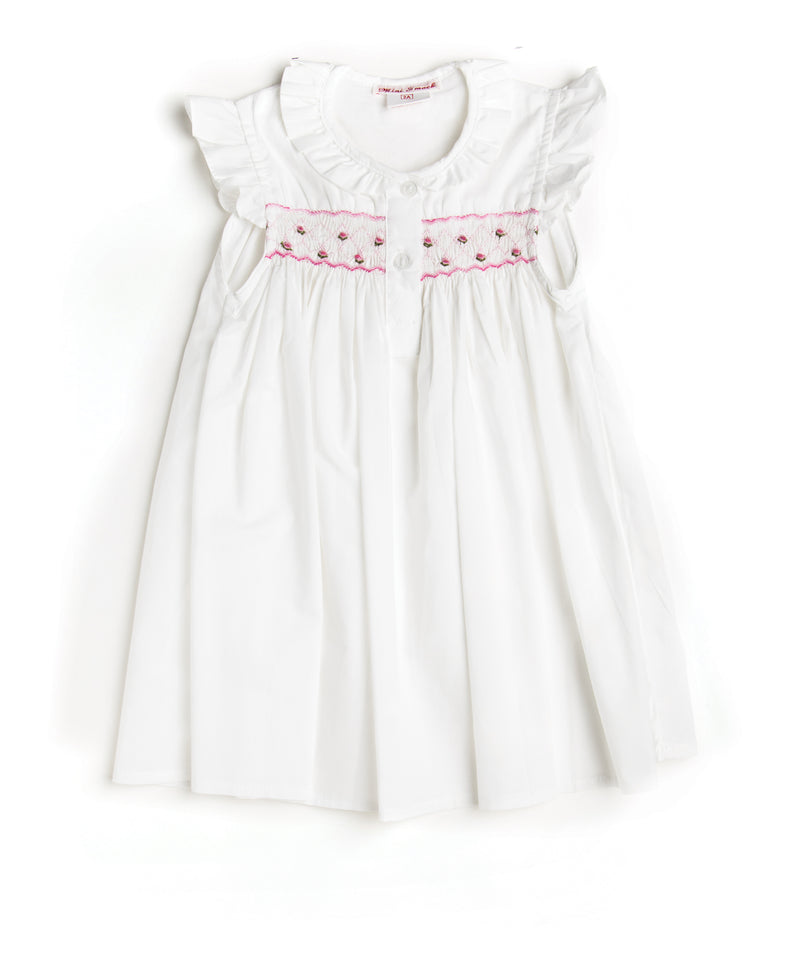 Long Smocked Rose Flower Night Dress - MiniSmock