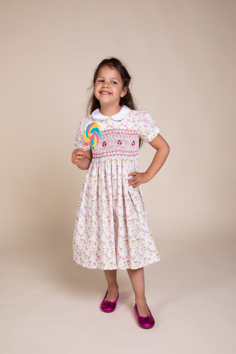 Midi Smocked Flower Dress - MiniSmock