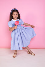 Load image into Gallery viewer, Midi Smocked Blue Striped Dress - MiniSmock
