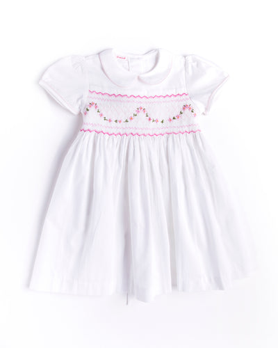 Long Smocked Pink Flower - MiniSmock