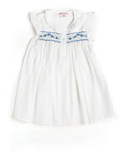 Load image into Gallery viewer, Long Smocked Blue Flower Night Dress - MiniSmock
