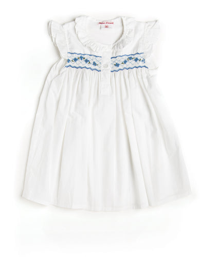 Long Smocked Blue Flower Night Dress - MiniSmock